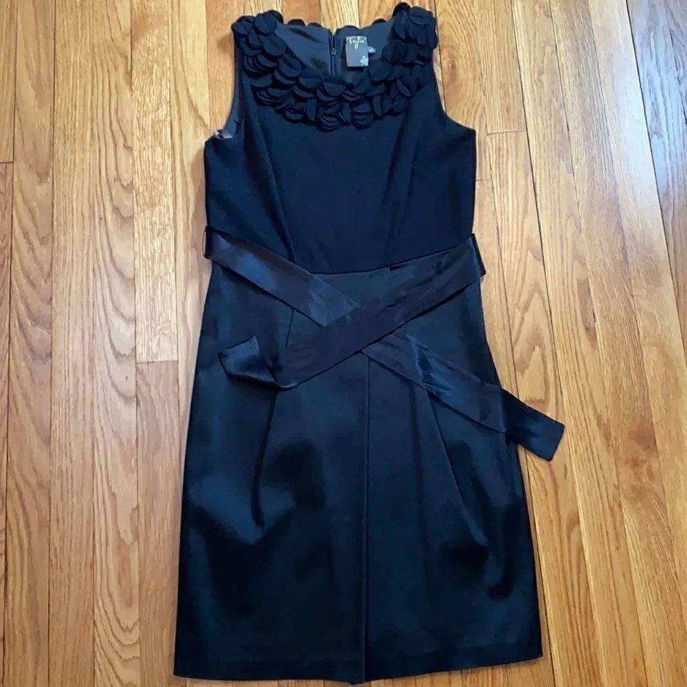 Black mini dress with belt